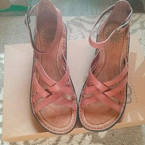 UGG NIB Lalima Sandals 7 Brown Leather